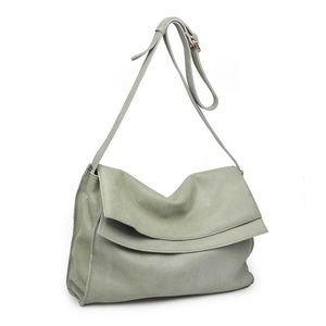 Moda Luxe vegan leather Messenger Bag. Olive